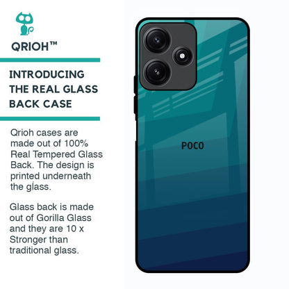 Green Triangle Pattern Glass Case for Poco M6 Pro 5G
