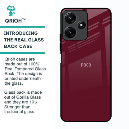 Classic Burgundy Glass Case for Poco M6 Pro 5G