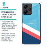 Pink & White Stripes Glass Case For Poco M6 Pro 5G