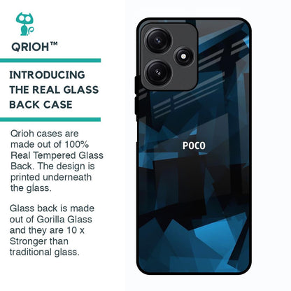 Polygonal Blue Box Glass Case For Poco M6 Pro 5G
