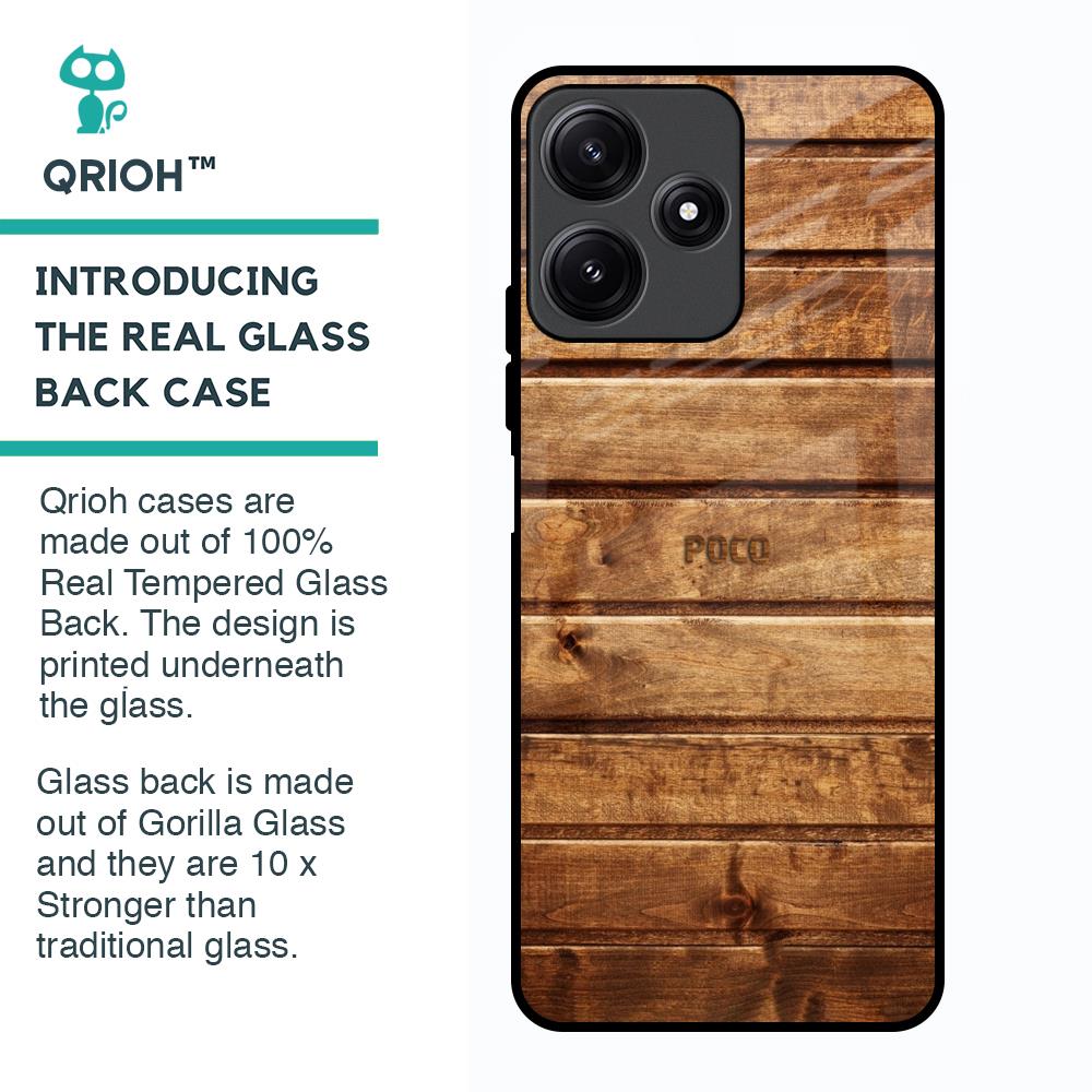 Wooden Planks Glass Case for Poco M6 Pro 5G