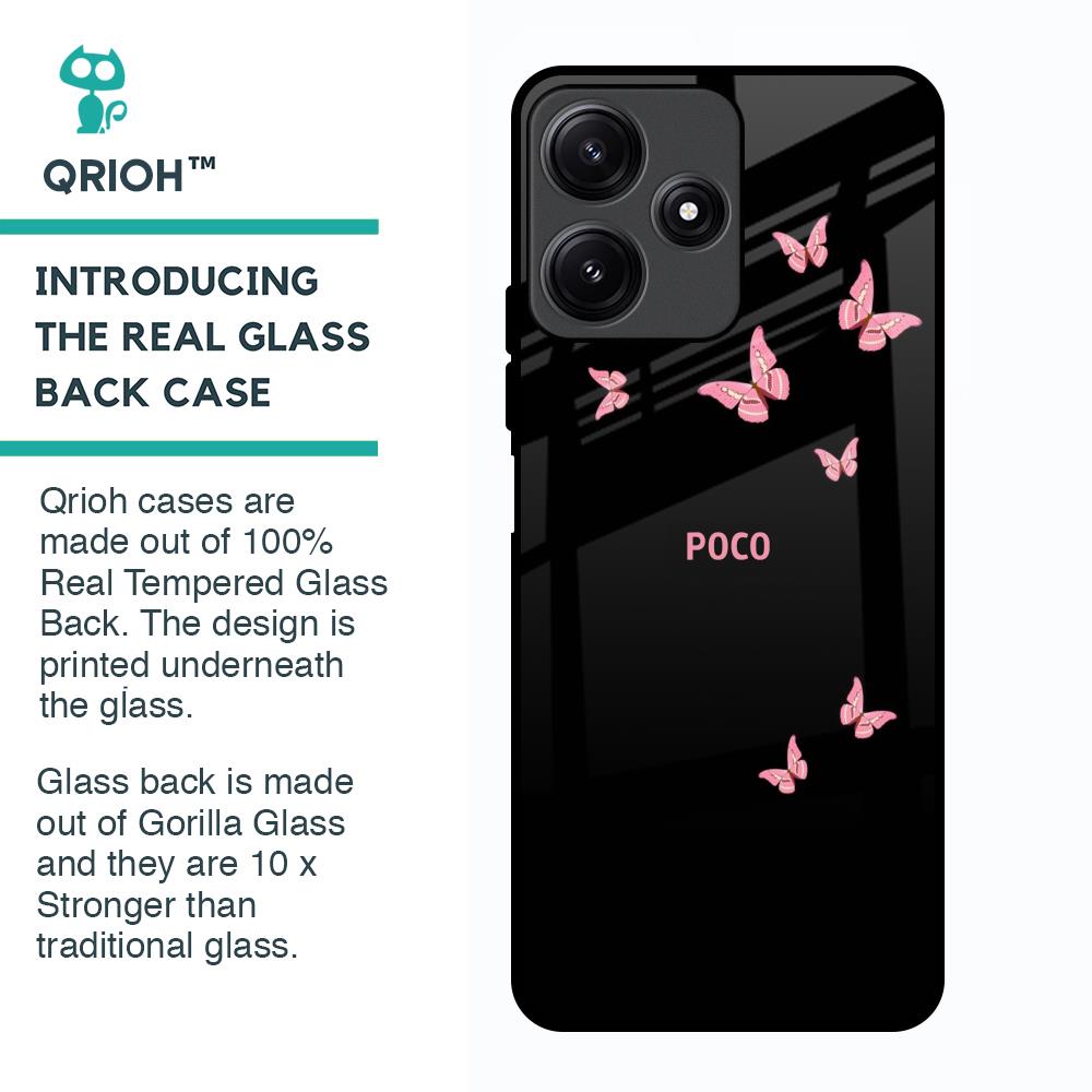 Fly Butterfly Glass Case for Poco M6 Pro 5G