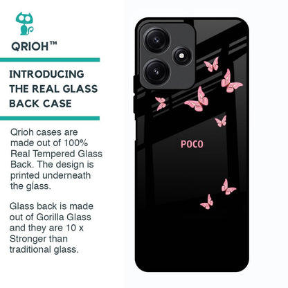 Fly Butterfly Glass Case for Poco M6 Pro 5G