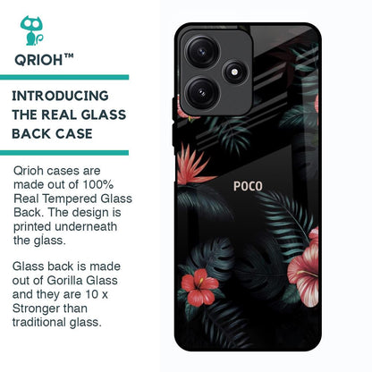 Tropical Art Flower Glass Case for Poco M6 Pro 5G