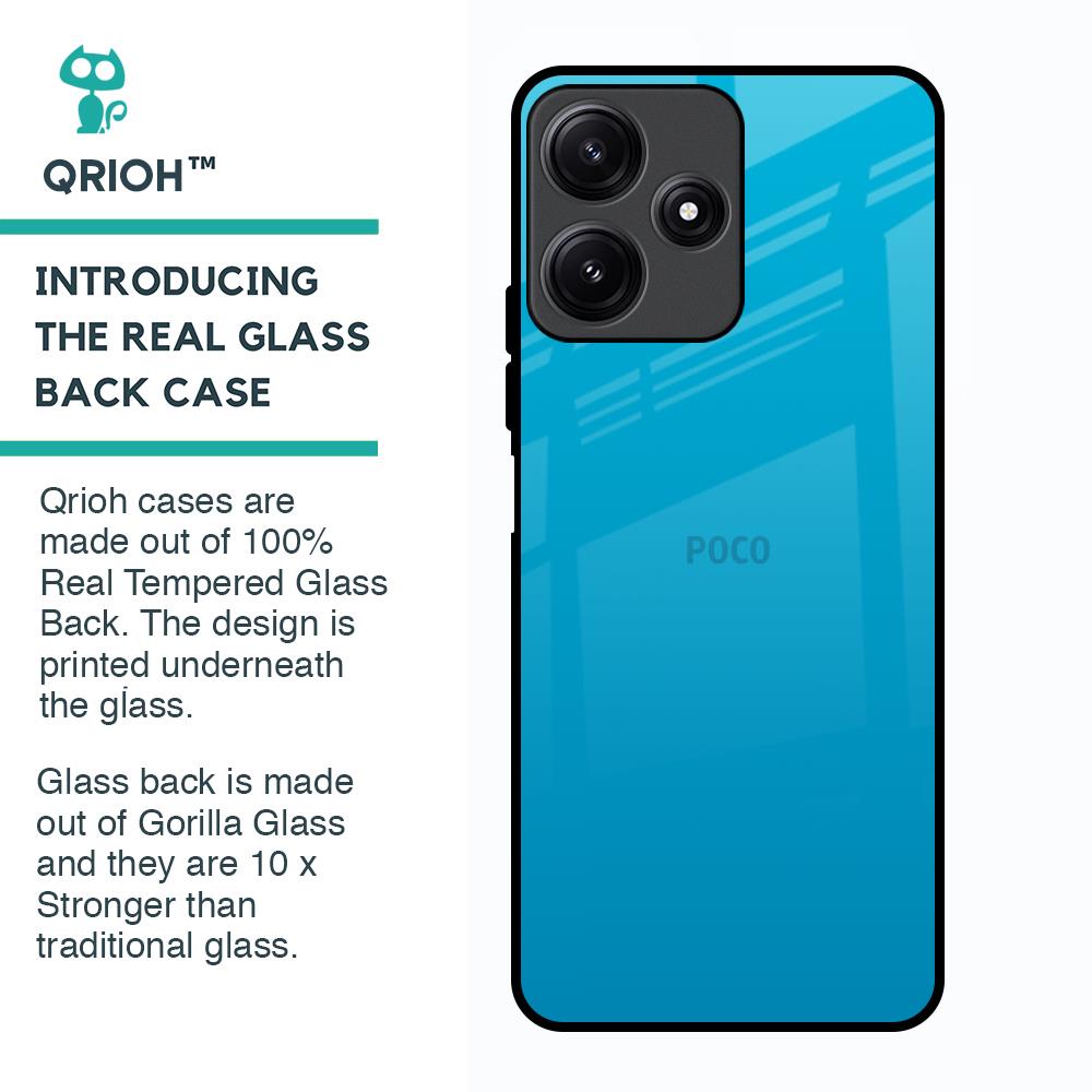 Blue Aqua Glass Case for Poco M6 Pro 5G