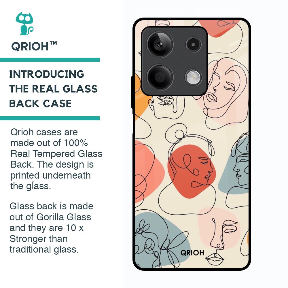 Abstract Faces Glass Case for Redmi Note 13 5G