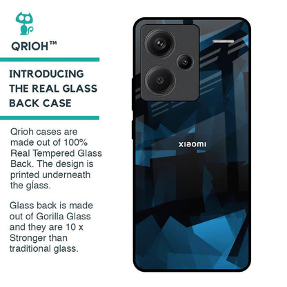 Polygonal Blue Box Glass Case For Redmi Note 13 Pro Plus 5G