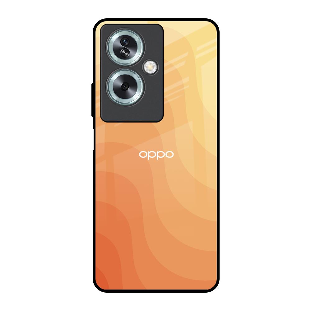 Orange Curve Pattern Oppo A79 5G Glass Back Cover Online