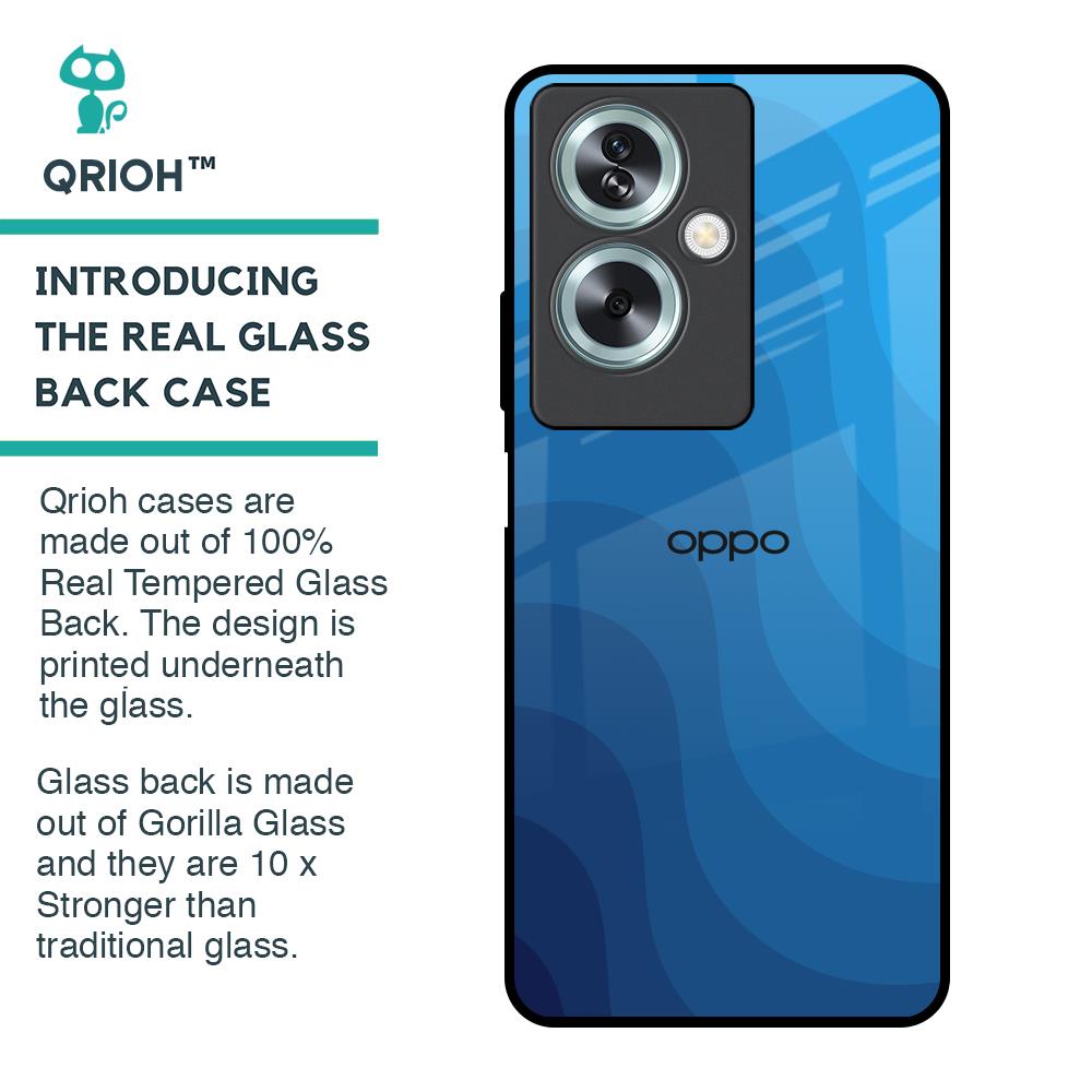 Blue Wave Abstract Glass Case for Oppo A79 5G