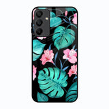 Tropical Leaves & Pink Flowers Samsung Galaxy A15 5G Glass Back Cover Online