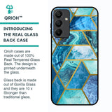 Turquoise Geometrical Marble Glass Case for Samsung Galaxy A15 5G