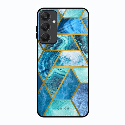 Turquoise Geometrical Marble Samsung Galaxy A25 5G Glass Back Cover Online