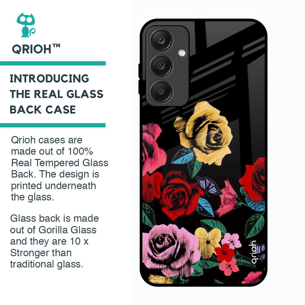 Floral Decorative Glass Case For Samsung Galaxy A25 5G