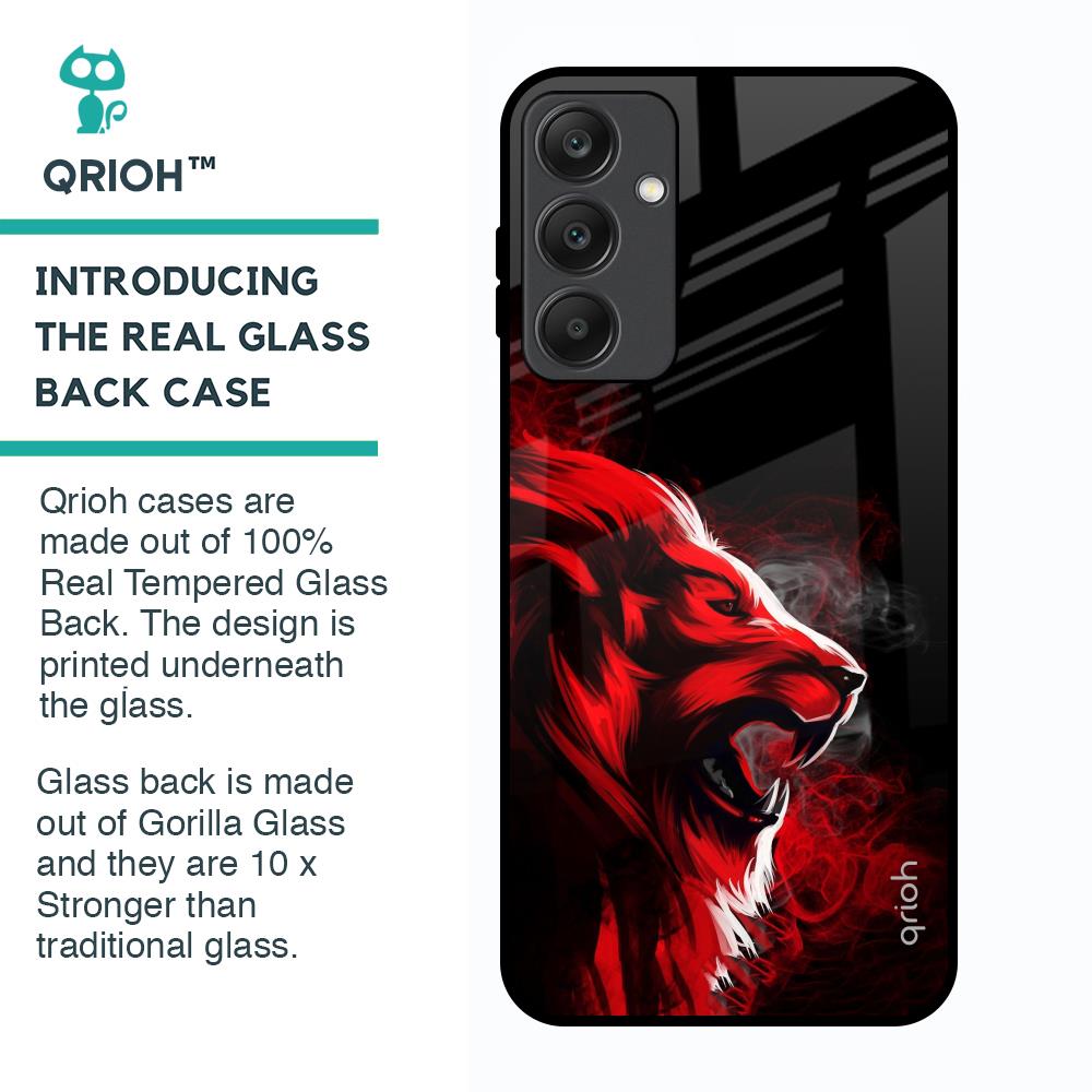 Red Angry Lion Glass Case for Samsung Galaxy A25 5G