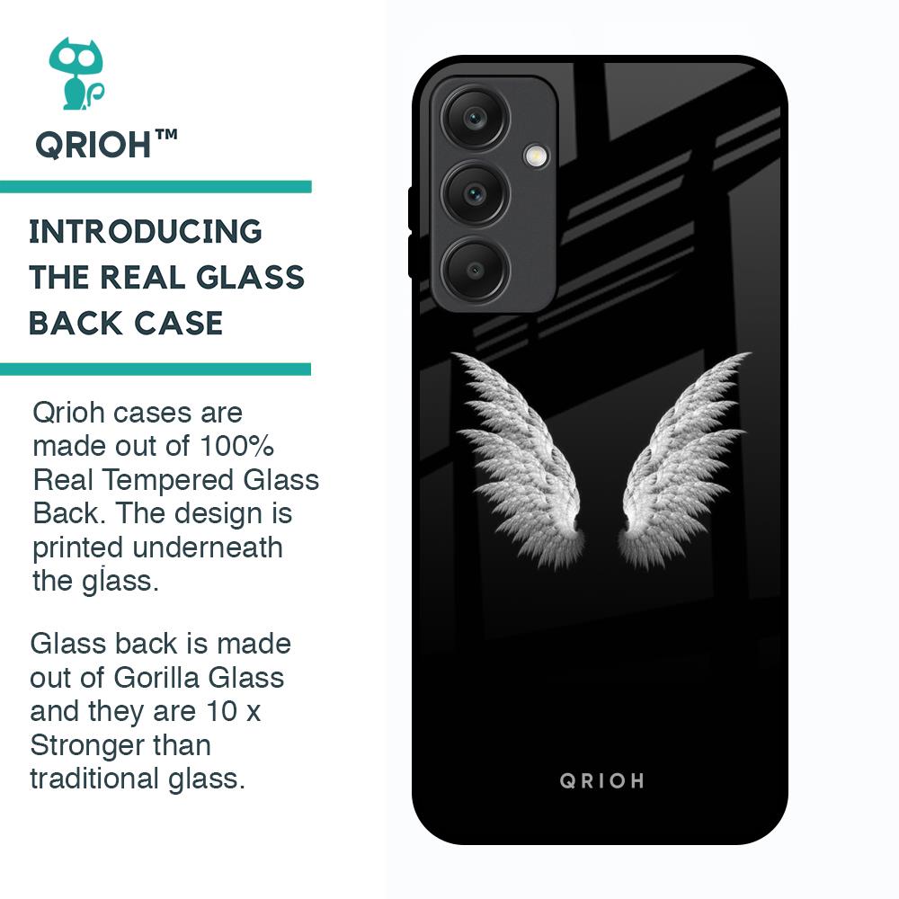 White Angel Wings Glass Case for Samsung Galaxy A25 5G