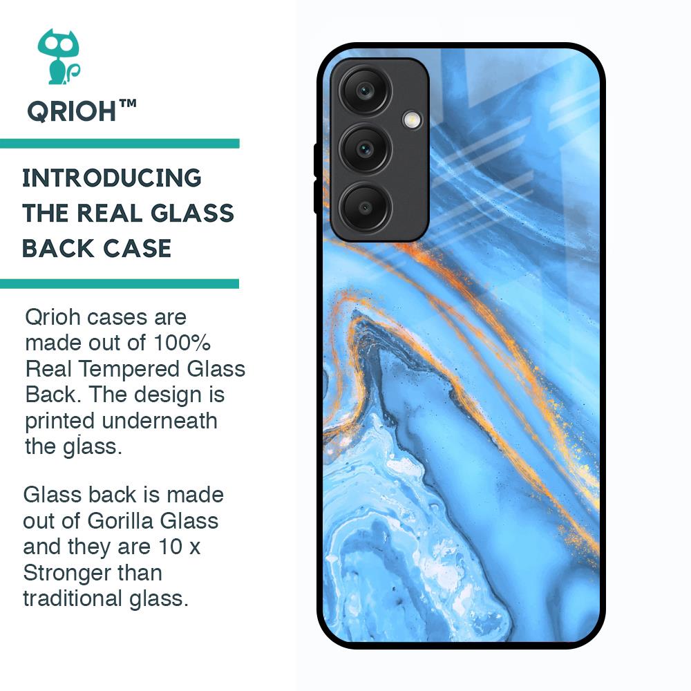 Vibrant Blue Marble Glass Case for Samsung Galaxy A25 5G
