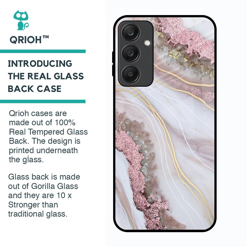 Pink & Gold Gllitter Marble Glass Case for Samsung Galaxy A25 5G