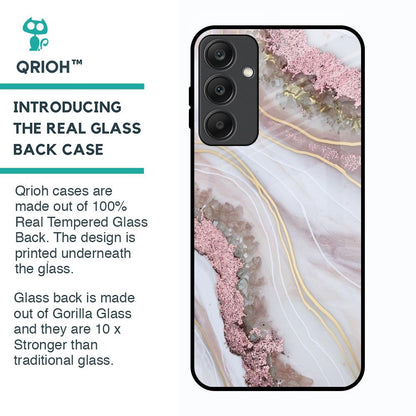 Pink & Gold Gllitter Marble Glass Case for Samsung Galaxy A25 5G