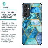 Turquoise Geometrical Marble Glass Case for Samsung Galaxy A25 5G