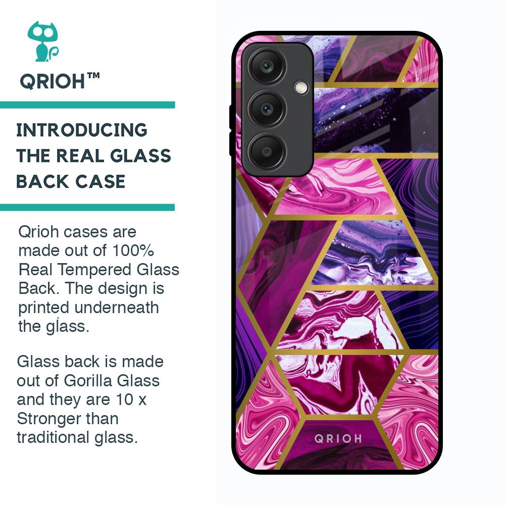 Electroplated Geometric Marble Glass Case for Samsung Galaxy A25 5G
