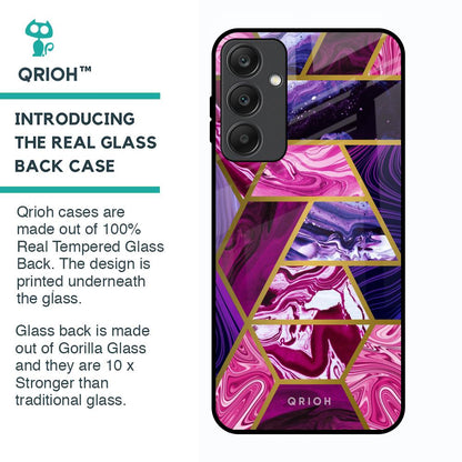 Electroplated Geometric Marble Glass Case for Samsung Galaxy A25 5G