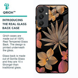 Lines Pattern Flowers Glass Case for Samsung Galaxy A25 5G