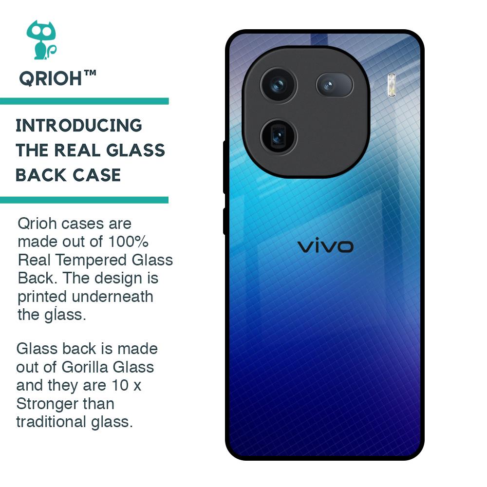 Blue Rhombus Pattern Glass Case for IQOO 12 5G