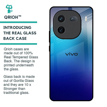 Blue Rhombus Pattern Glass Case for IQOO 12 5G