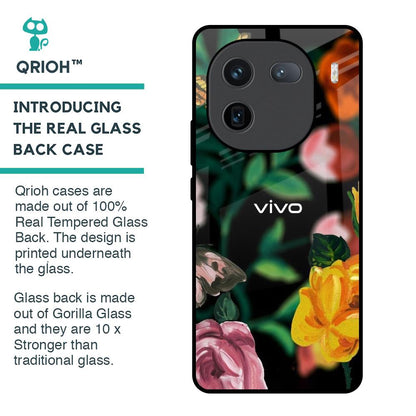 Flowers & Butterfly Glass Case for IQOO 12 5G