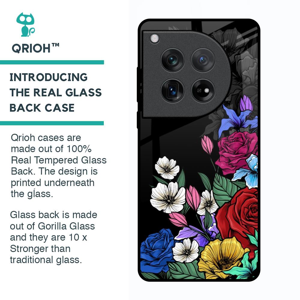 Rose Flower Bunch Art Glass Case for Oneplus 12