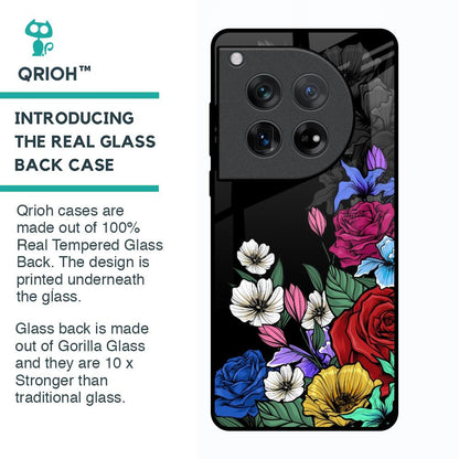 Rose Flower Bunch Art Glass Case for Oneplus 12