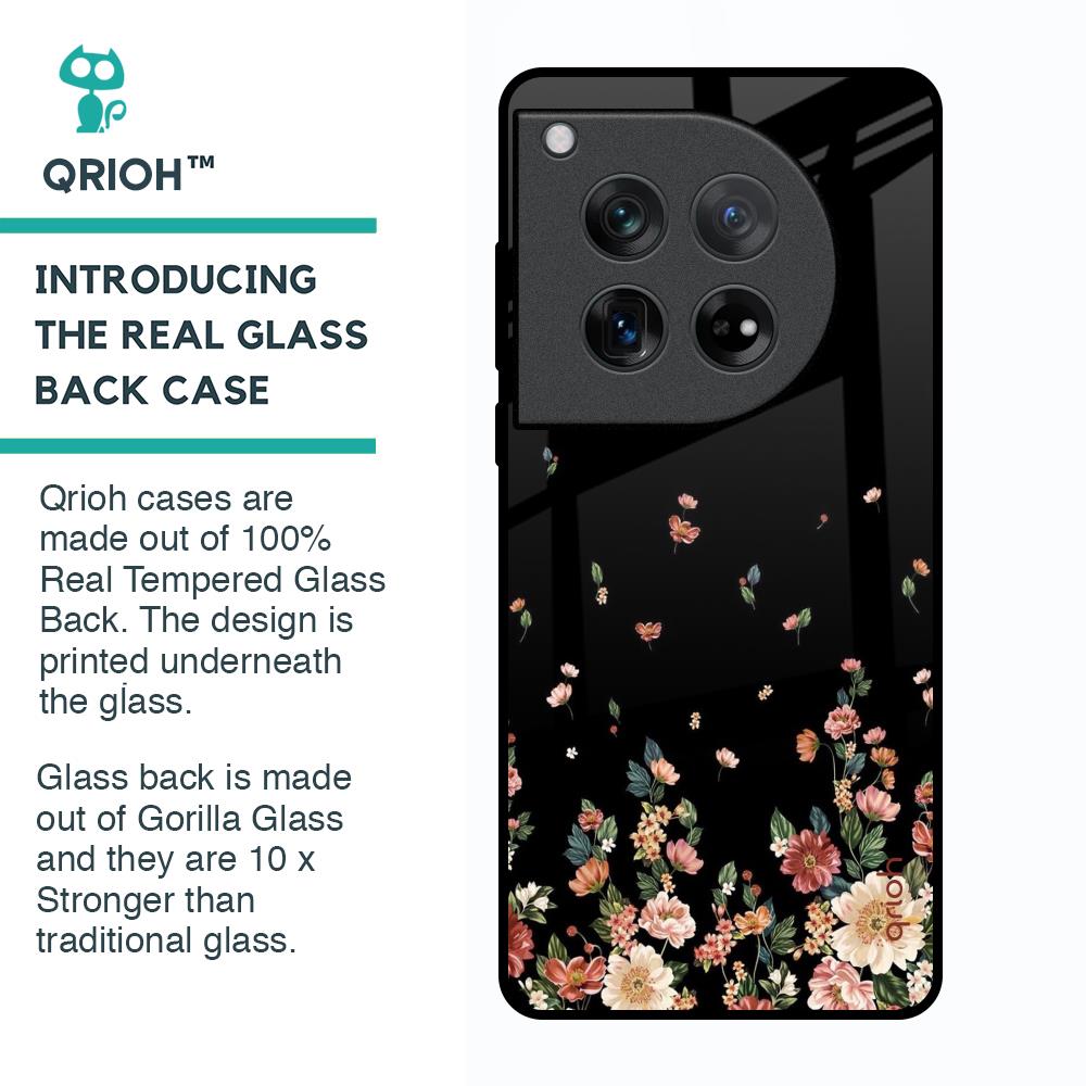 Floating Floral Print Glass Case for Oneplus 12