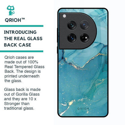 Blue Golden Glitter Glass Case for Oneplus 12