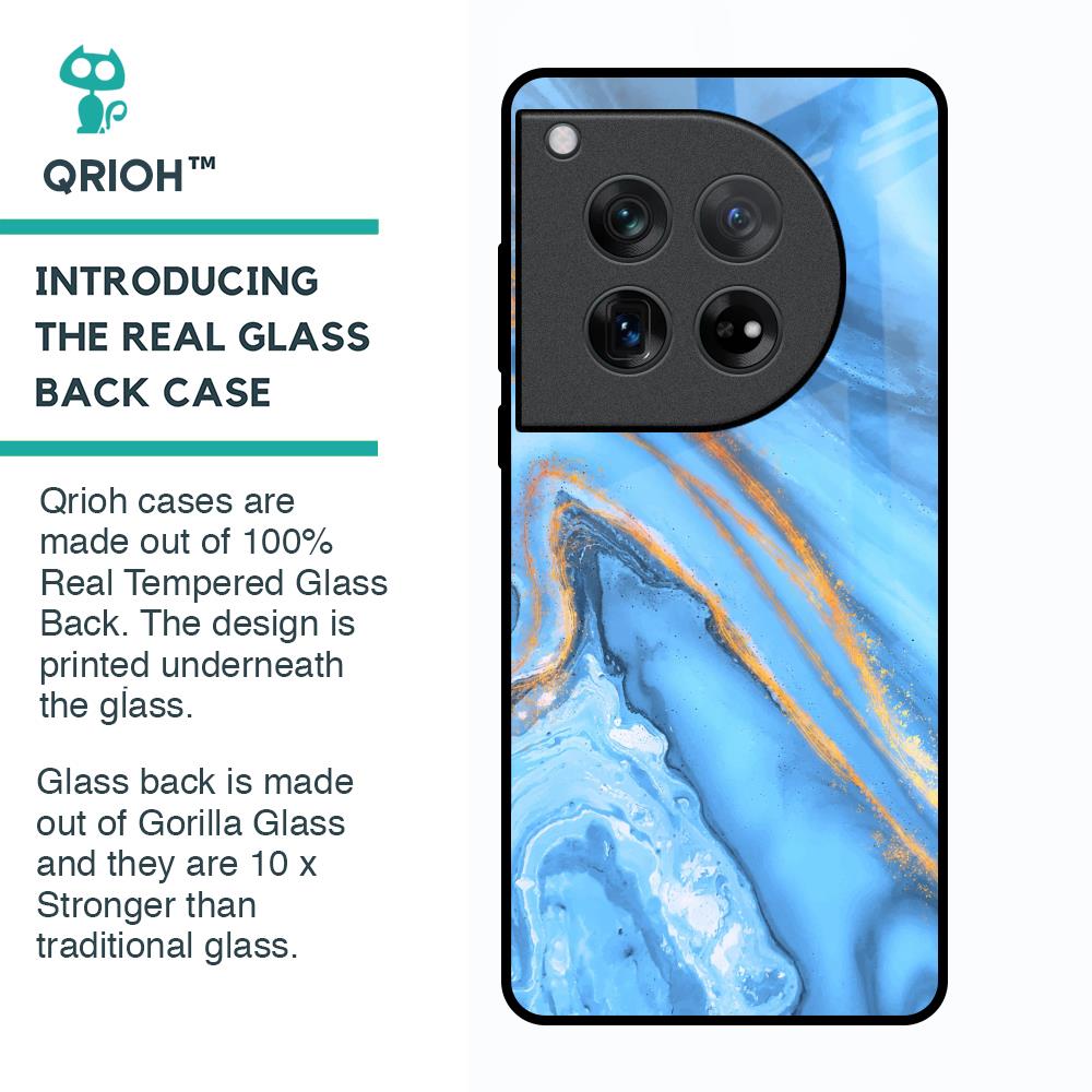 Vibrant Blue Marble Glass Case for Oneplus 12