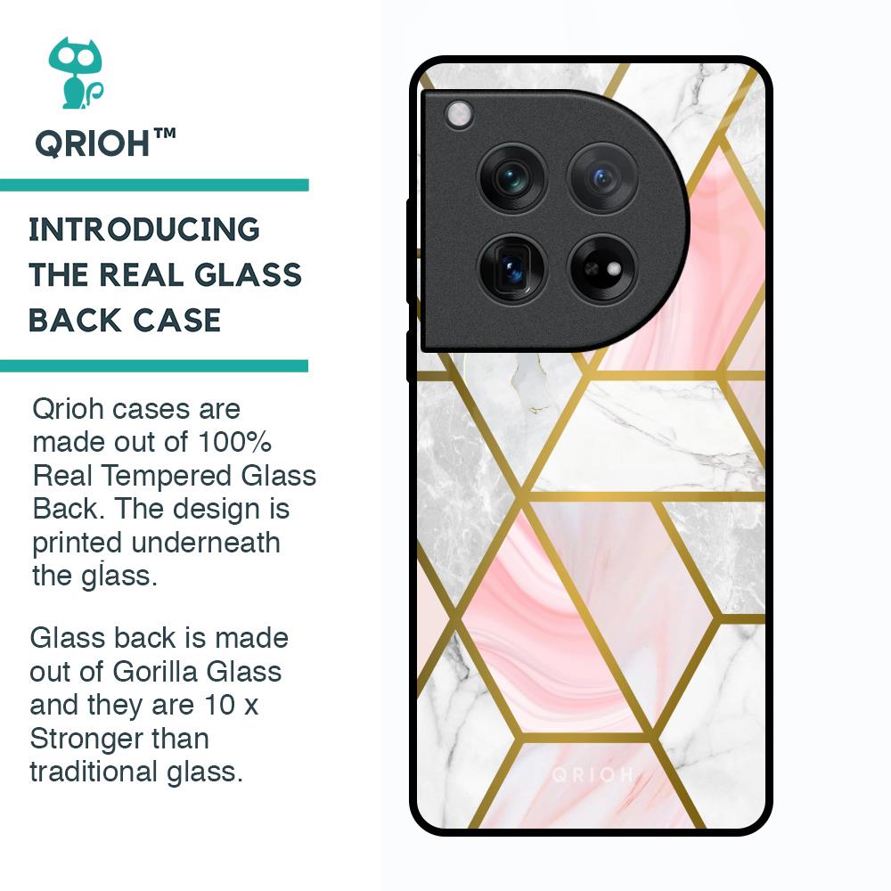 Geometrical Marble Glass Case for Oneplus 12