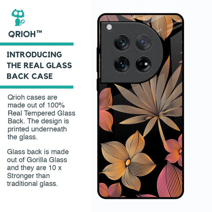Lines Pattern Flowers Glass Case for Oneplus 12