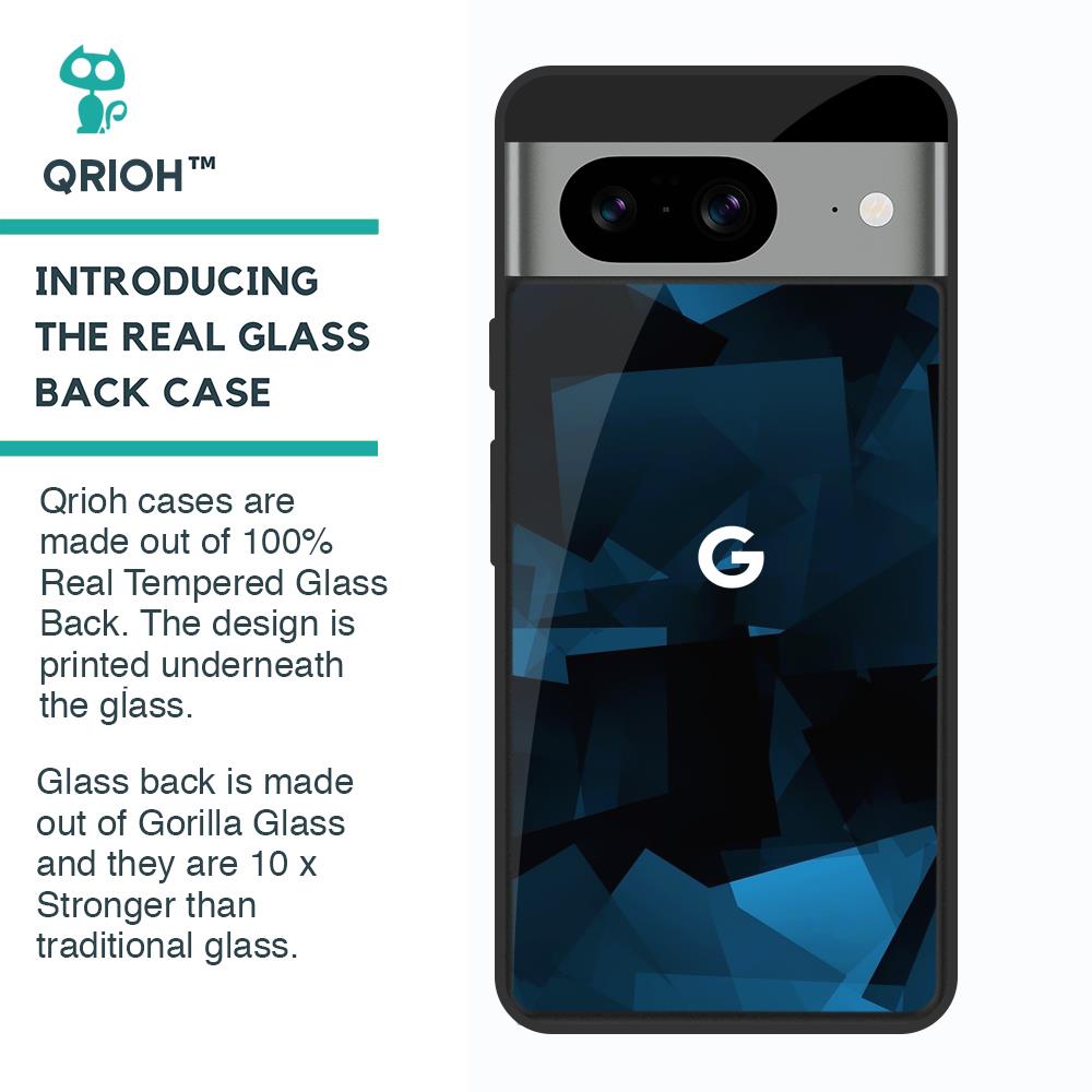 Polygonal Blue Box Glass Case For Google Pixel 8