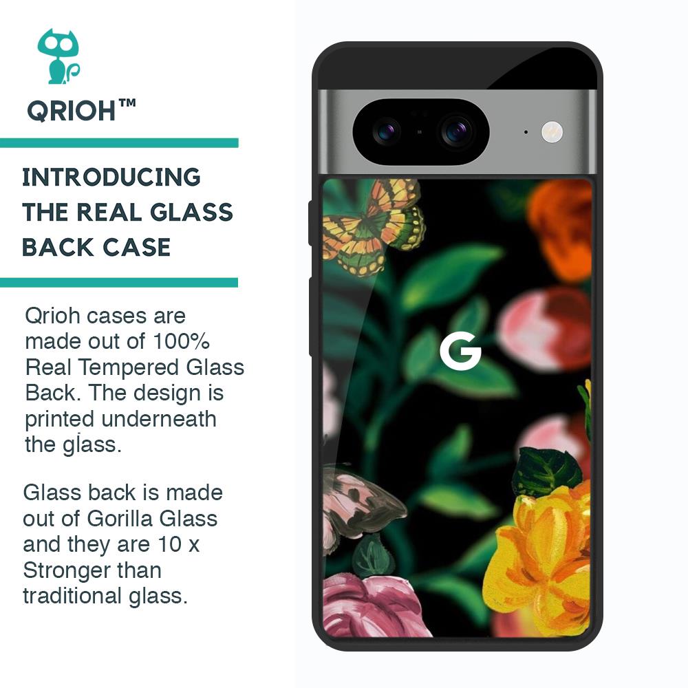 Flowers & Butterfly Glass Case for Google Pixel 8