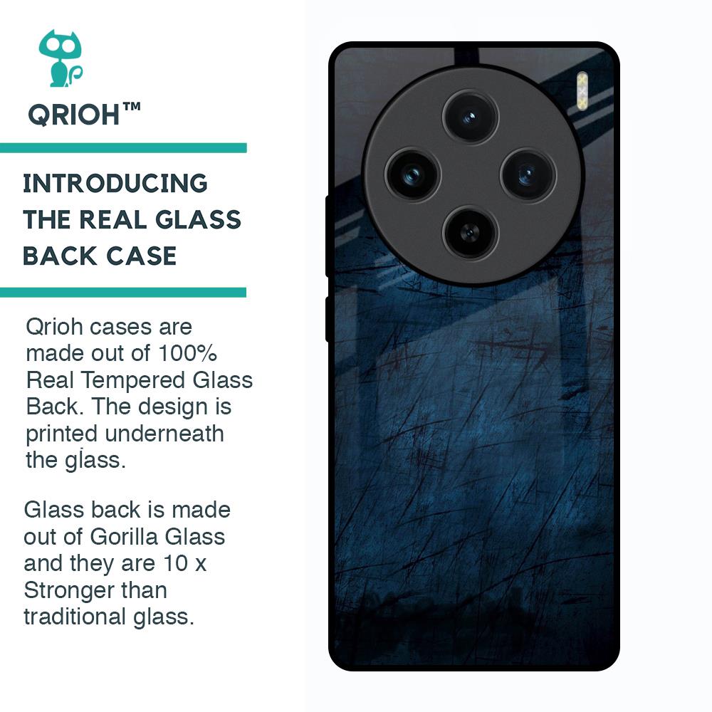 Dark Blue Grunge Glass Case for Vivo X100 5G