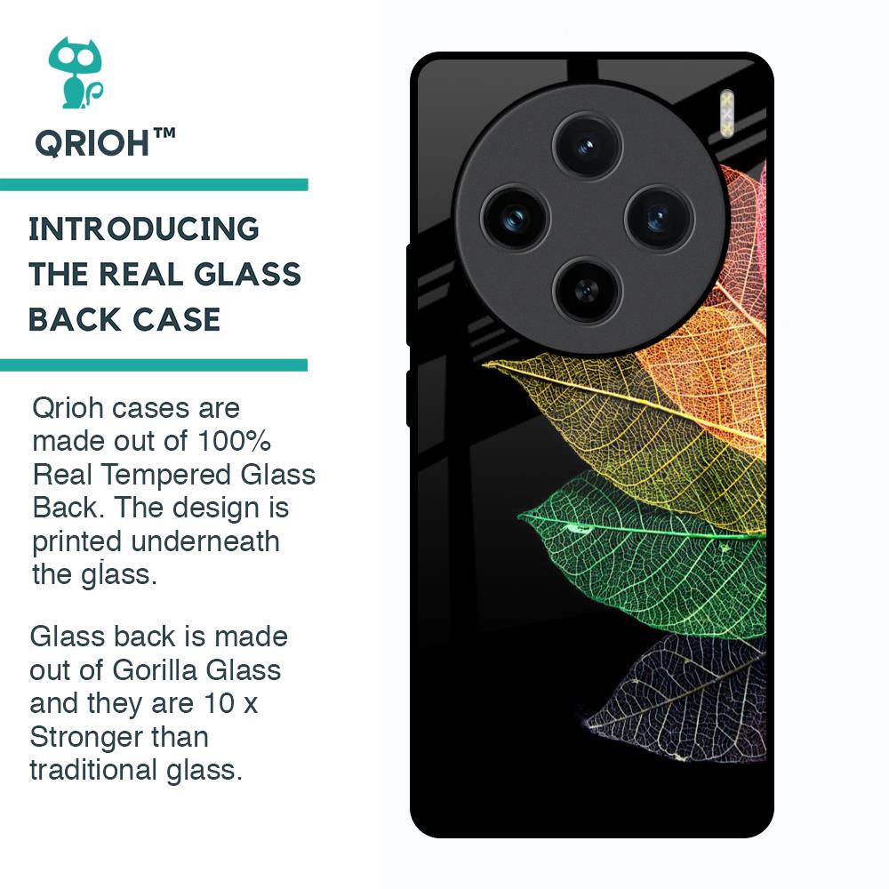 Colorful Leaves Glass Case for Vivo X100 5G