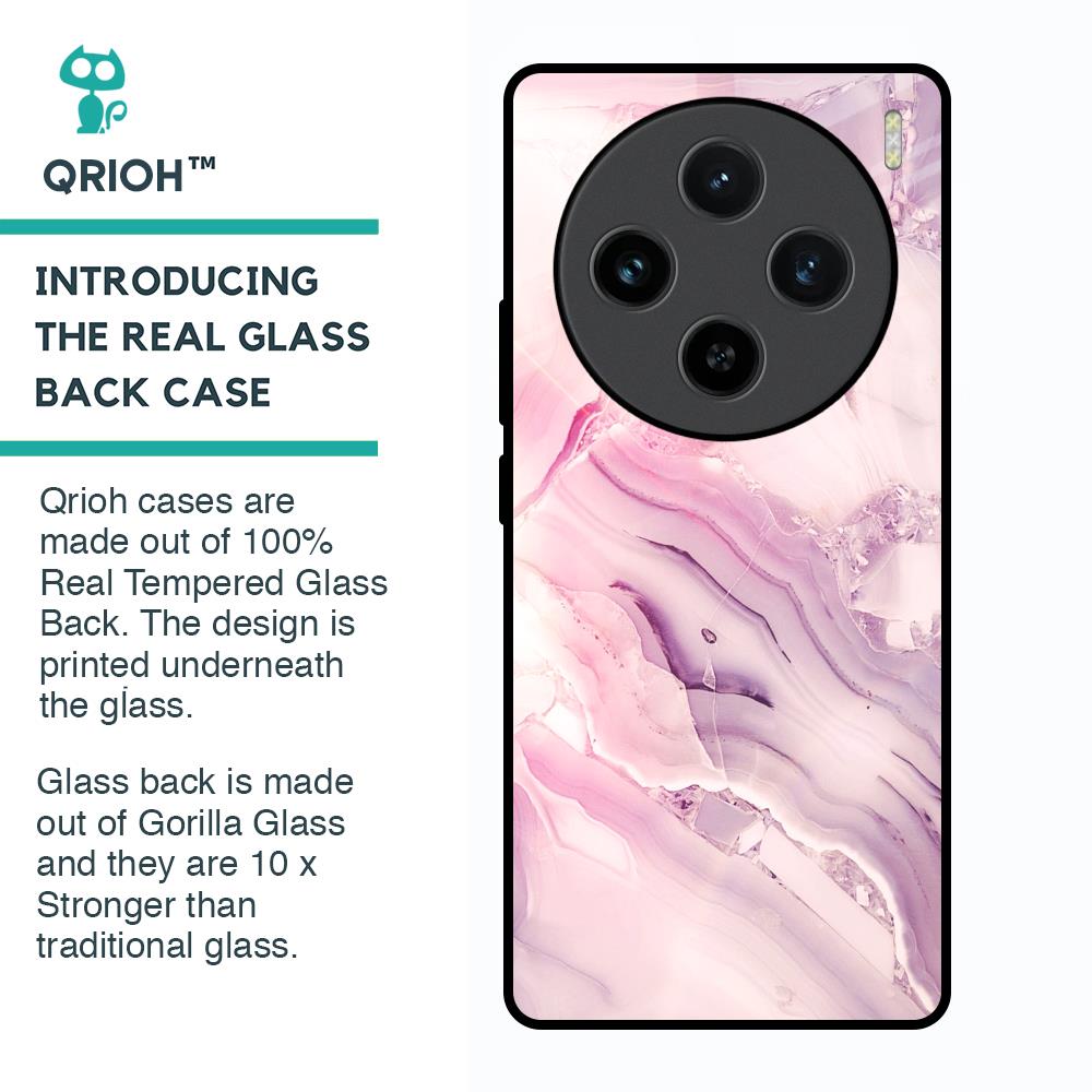 Diamond Pink Gradient Glass Case For Vivo X100 5G