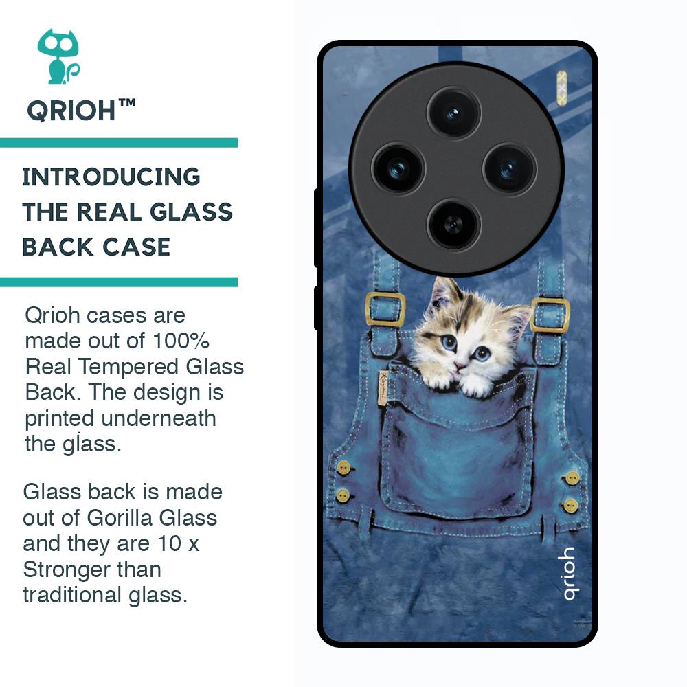 Kitty In Pocket Glass Case For Vivo X100 5G
