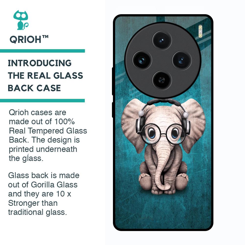 Adorable Baby Elephant Glass Case For Vivo X100 5G