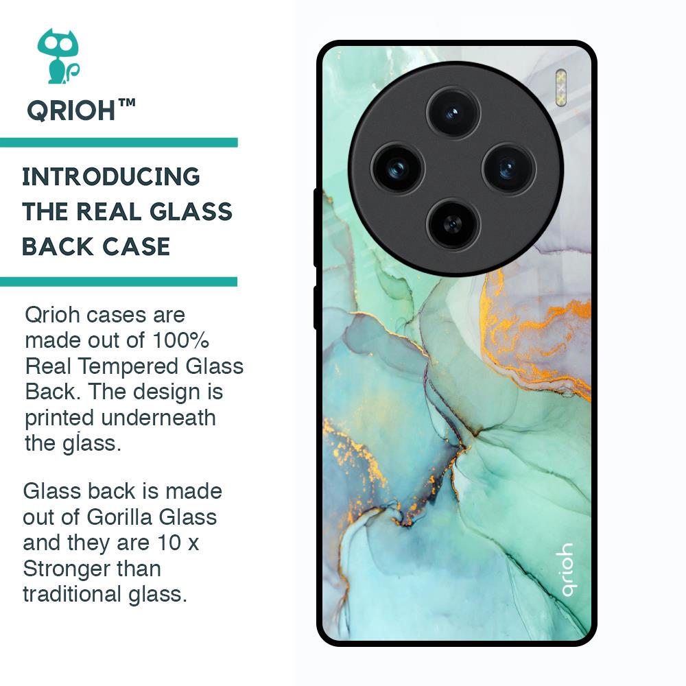 Green Marble Glass Case for Vivo X100 5G
