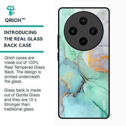 Green Marble Glass Case for Vivo X100 5G