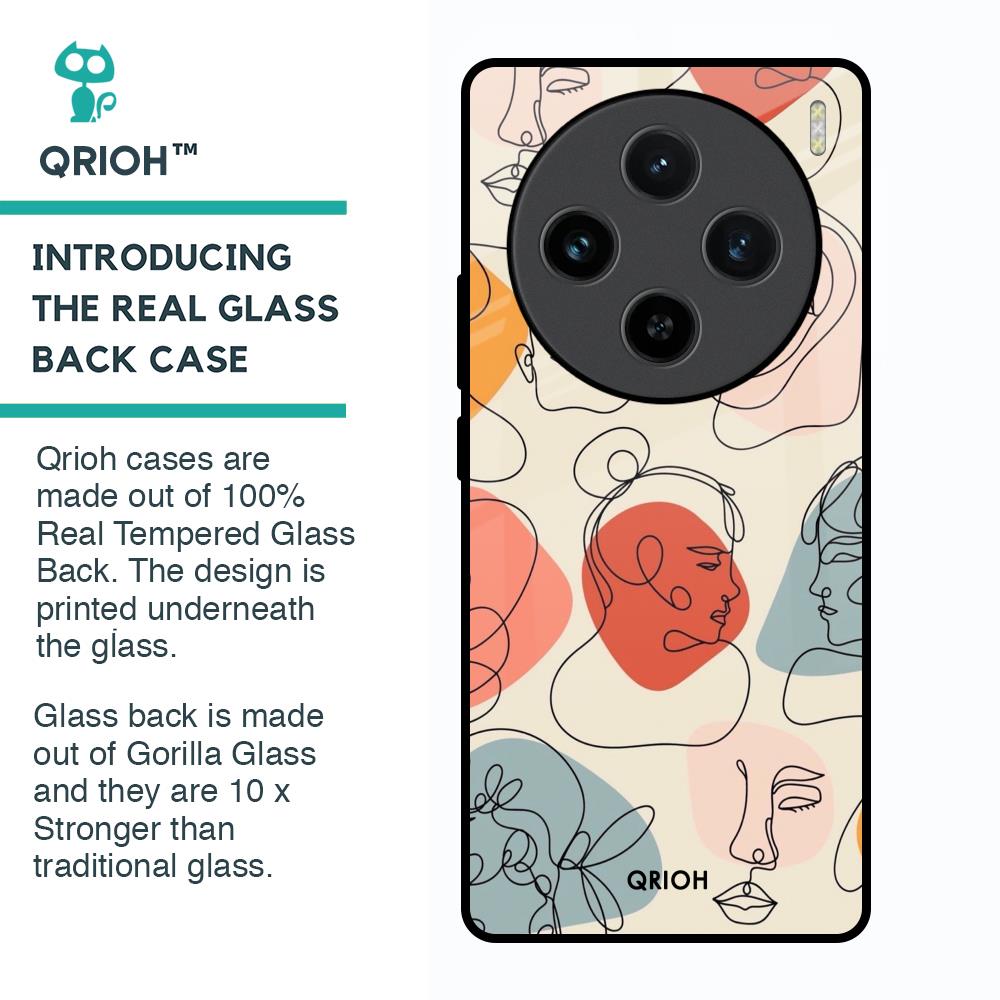 Abstract Faces Glass Case for Vivo X100 5G