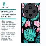 Tropical Leaves & Pink Flowers Glass Case for Vivo X100 5G