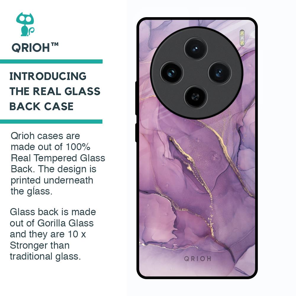 Purple Gold Marble Glass Case for Vivo X100 5G