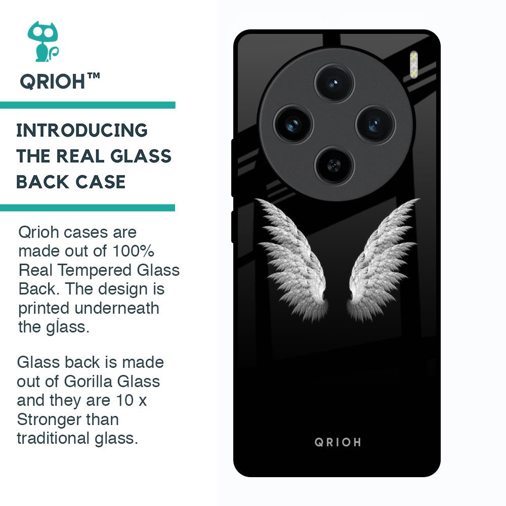White Angel Wings Glass Case for Vivo X100 5G