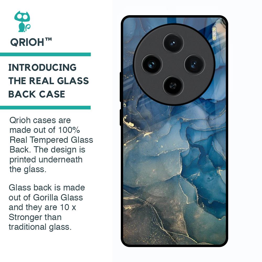 Blue Cool Marble Glass Case for Vivo X100 5G